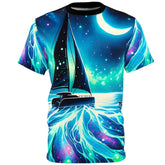 Moonlit Catamaran All Over Print Tee - Subtle Blue M